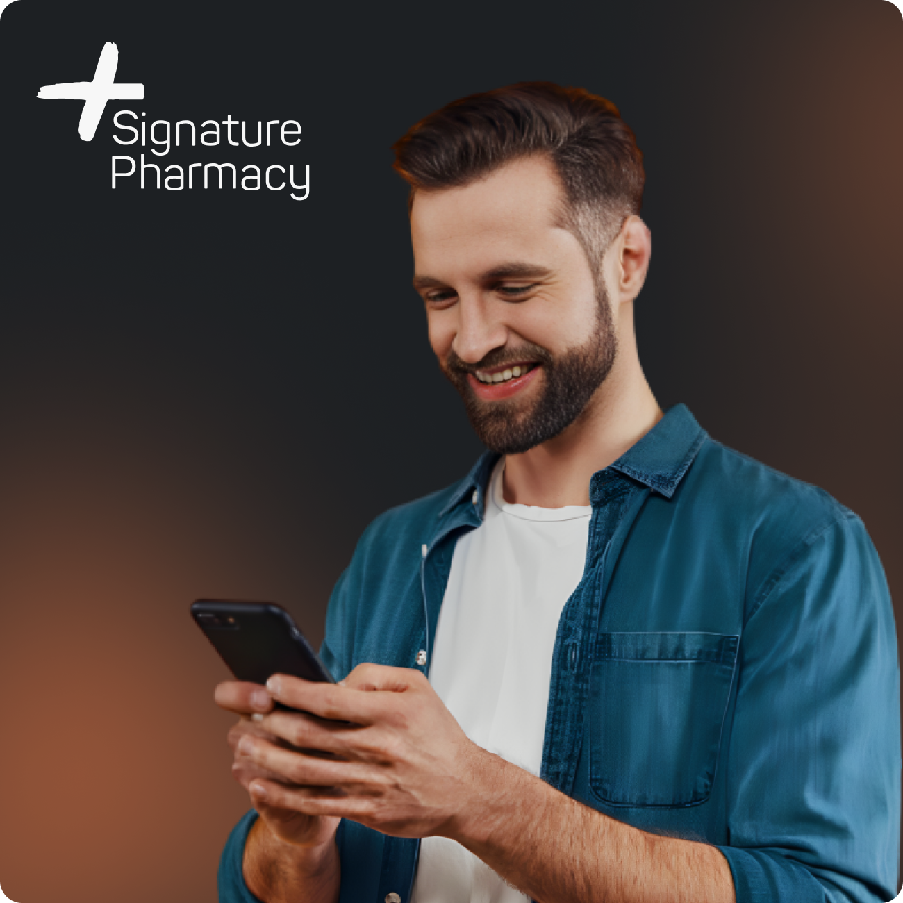 pharmacy signature image with a happy client